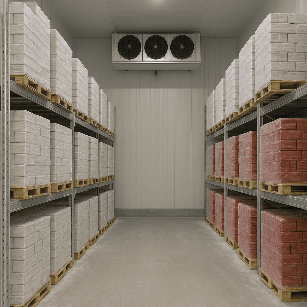 Frozen goods in warehouse