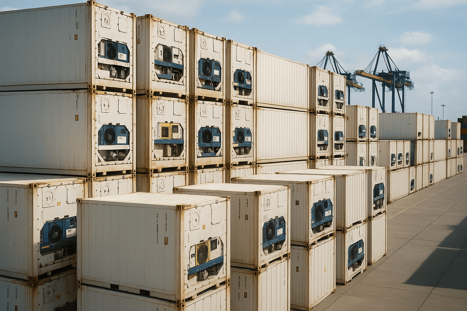 Reefer containers in port